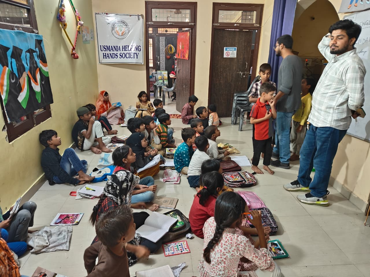 Children studying in classroom